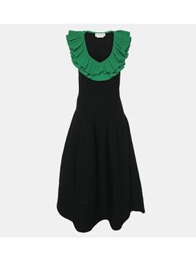 Flounced Plunge Neck Ruffle Dress